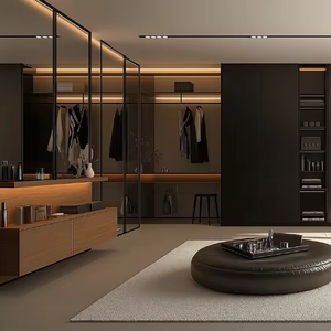 Armoire sur mesure de luxe pour la maison avec portes en bois massif, style moderne européen, écologique, grande capacité, armoire de chambre à coucher - Product Image 1