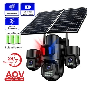 Aov 10800mah 7.5W*2 Solar Panel Cctv 15mp 3lens 4g Wifi Sim AI Tracking Two-Way Audio Home <b>Security</b> Surveillance <b>Wireless</b> <b>Camera</b> - Product Image 1