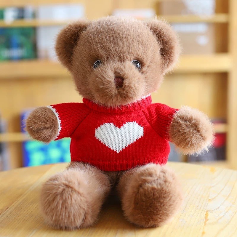 Eyelid bear-brown bear red heart sweater