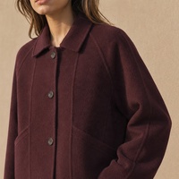 Veste en laine courte à col rabattu pour femme Weisilili, automne-hiver, chaude, à simple boutonnage, double face, 100% laine