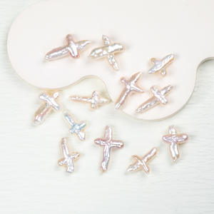 Nouvelles perles de culture d'eau douce baroques naturelles en forme de croix, perles irrégulières brutes pour accessoires de bricolage, fournitures de perlage en gros - Product Image 2