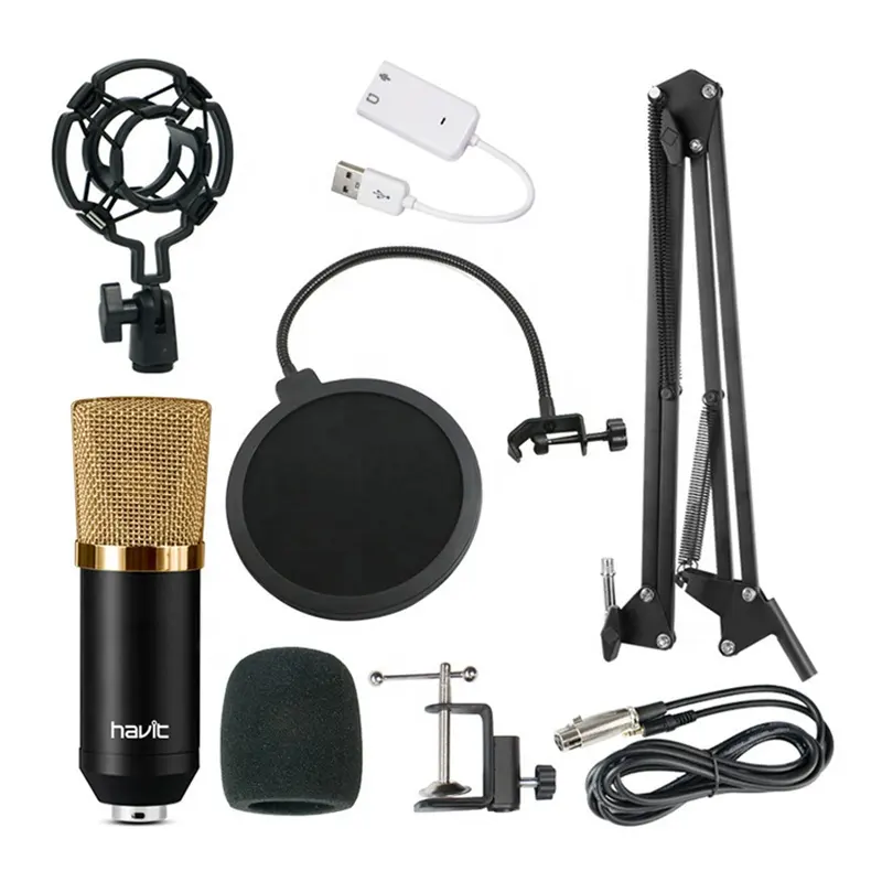Havit Am103Cm Mikrofon Studio Kondensor Usb Rekaman Suara Logam Profesional Mikrofon Rekaman Podcast Gaming