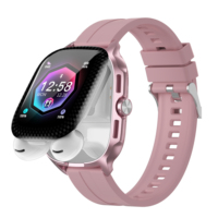 Jam Tangan Pintar 2 in 1 TWS dengan Earbud Nirkabel Terintegrasi, Panggilan BT, Pemutar Musik, Monitor Detak Jantung, Monitor Tidur, Pedometer, Smartwatch Olahraga dan Kebugaran