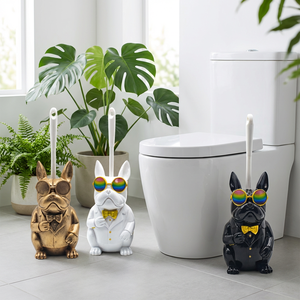 <span class=keywords><strong>Porte</strong></span>-<span class=keywords><strong>brosse</strong></span> de toilette décoratif unique en résine, sculpture de chien bouledogue américain classique et attrayante, pour salle de bain personnalisée - Product Image 1