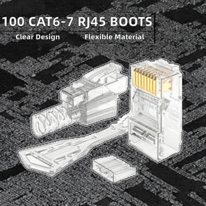 Набор из 100 прозрачных защитных колпачков для сетевых разъемов <span class=keywords><strong>RJ45</strong></span> (CAT6, CAT6A, CAT7) с функцией разгрузки кабеля, аксессуары для коннекторов - Product Image 3