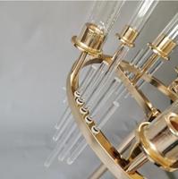Grand chandelier en métal à 9 têtes pour décoration de table de mariage, porte-bougie, centre de table pour fiançailles et mariages, vases à fleurs