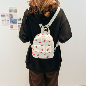 Túi đi học ngoại hình cao cấp bằng vải nhung kẻ Ba lô nhỏ cho nữ sinh Đại Học nữ sinh Thiểu Số - Product Image 2