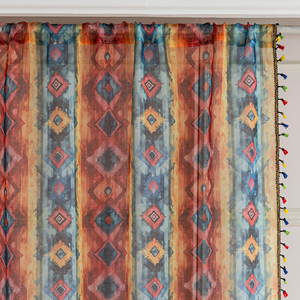 Rideaux de Bohème Géométrique Ombre Transparent-100% Polyester avec Glands Marocains pour Chambre/Salon/Café Filtre Sunlight - Product Image 6