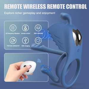 Nieuwe 4-in-1 vibrerende cockring voor mannen met vertragingsfunctie, verstelbare maat, sterke vibratie en afstandsbediening. - Product Image 5