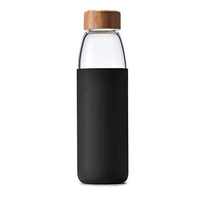 Bouteille de boisson d'eau en verre borosilicate de haute qualité de 550ml avec couvercle en bambou bouche Standard manchon en Silicone eau bouillante Applicable