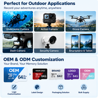 Carte Flash XC SDHC de 128 Mo à 128 Go Classe 10 U1, Carte Mémoire TF avec Option d'Étiquette Vierge pour Smartphone, Tablette, Appareil Photo, Drone