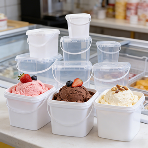 Seau carré <span class=keywords><strong>en</strong></span> PP de qualité alimentaire, à fermeture hermétique, durable et recyclable, idéal pour sauces, céréales, aliments pour animaux (chats, chiens) et peinture – Vente directe usine - Product Image 2
