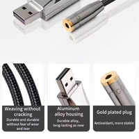 Câble audio USB vers 3,5 mm avec puce DAC HiFi, convertit l'audio numérique en analogique pour PC, ordinateur portable et casque.