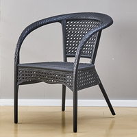 Mobilier d'extérieur bon marché, ensemble de terrasse, chaise de salle à manger empilable en PVC, osier tissé, fauteuils en rotin plastique