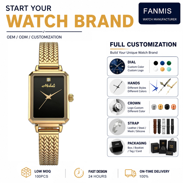 Custom Women's Retro Quartz Watch Rectangular Dial Woven Stainless Steel Bracelet Water Resistant Vintage Style Wristwatch