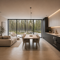 Villa préfabriquée moderne et minimaliste en acier léger, maison modulaire avec verrière panoramique pour projets hôteliers et résidentiels