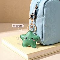 Porte-clés en cuir PU avec pendentif étoile à motif mignon et clochette, durable et écologique, pour la décoration de sacs et vêtements, étoile à cinq branches