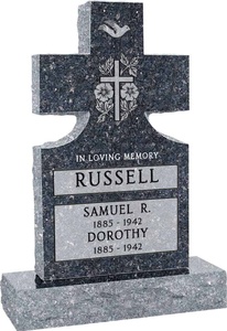 Gothic Cross Carving Tombstone Upright Headstone Black Grey Granite American Style Tombstone And Monument With Gold Paint - Product Image 6