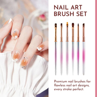 Ensemble de pinceaux professionnels de luxe pour nail art, logo personnalisé, dégradé rose, nylon, manche métallique ovale, pour salon de manucure, peinture au gel