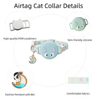 Collier pour animaux de compagnie en cuir artificiel confortable, lumineux et mignon avec support AirTag - Housse de protection anti-perte pour chats en promenade en extérieur