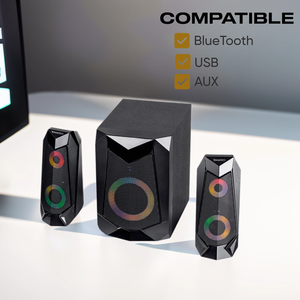 New 2.1 màu xanh răng loa với 20 Wát siêu thấp bass tạo ra rạp chiếu phim chất lượng âm thanh cao không dây tương thích với USB và AUX - Product Image 6