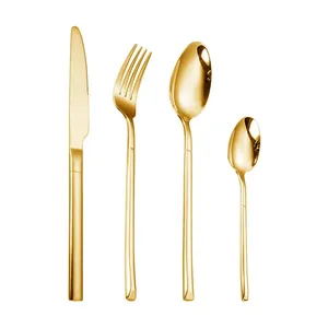 Cuchara y Tenedor GETWICK de Acero Inoxidable 304 con Recubrimiento de Titanio PVD, Cubertería Dorada, Vajilla Negra Plateada para Eventos - Product Image 2