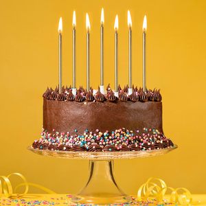 Bougies en cire de paraffine métallisées colorées, décorations de gâteau courbes arc-en-ciel, emballées en boîte pour Noël et anniversaires - Product Image 2