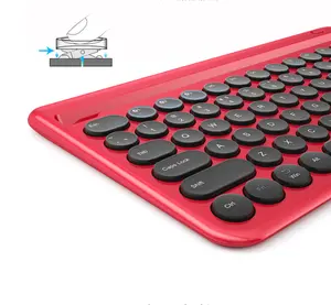K380 K480 Bluetooths Keyboard สำหรับ Samsung Ipad แท็บเล็ตหลายอุปกรณ์ปุ่มกลมคีย์บอร์ดไร้สายบางเฉียบพร้อมช่องใส่โทรศัพท์