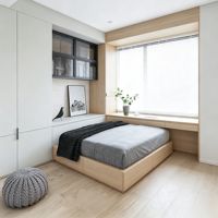 Ensemble de chambre moderne et minimaliste avec armoire, bureau, lit tatami et meuble intégré – Espace confortable pour villa ou salle de sport