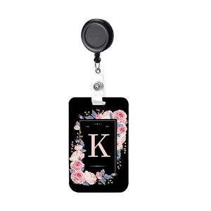 In-stock, printable letter K pattern nurse gift retractable <b>ID</b> keychain plastic card <b>holder</b> set wholesale - Product Image 5