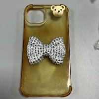Coque de téléphone DIY artisanale de luxe avec breloques décoratives en forme de nœud et diamants, couleurs rose, blanc, bleu, violet, rouge, noir, pour loisirs créatifs