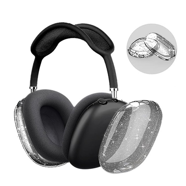 3 in 1 Set Glitter TPU Protective Case for AirpodS Max Silicone Anti-Scratch Cover Sleeve Protective Earphone Case
