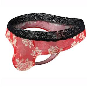 Sous-vêtements sexy transparents jetables taille basse pour hommes <span class=keywords><strong>String</strong></span> imprimé en maille avec dentelle respirante Confortable et pratique - Product Image 2