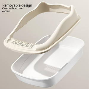 Bac à litière ouvert anti-éclaboussures détachable avec côtés hauts, toilette pour <span class=keywords><strong>chat</strong></span> et ensemble de pelle pour chats d'intérieur de petite et moyenne taille - Product Image 4