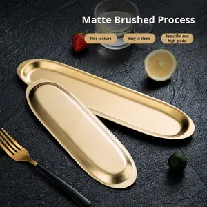 Plateau ovale durable en <span class=keywords><strong>acier</strong></span> inoxydable pour crevettes, boulettes de bœuf, sushis, barbecues, et snacks créatifs – Vaisselle de table pour fondue - Product Image 4