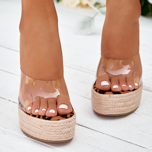 Sandales compensées transparentes en PVC pour femme, style peep toe, plateforme, talons hauts, collection été 2025 - Product Image 4