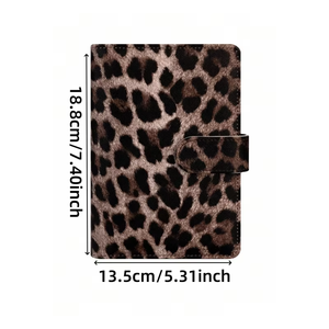 Agenda Organizer con Copertina Rigida in Pelle PU Goffrata con Stampa Leopardata, Chiusura a Cerniera e 6 Anelli - Product Image 6