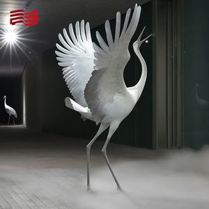 La Grulla <span class=keywords><strong>de</strong></span> metal redcoronado <span class=keywords><strong>de</strong></span> la escultura animal del jardín con artesanía maravillosa y material brillante agrega vitalidad - Product Image 5