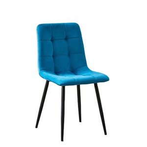 Design de nouvelle qualité bleu <span class=keywords><strong>rose</strong></span> rembourré sans bras en <span class=keywords><strong>velours</strong></span> chaises de cuisine restaurant salle à manger avec pieds en métal - Product Image 1