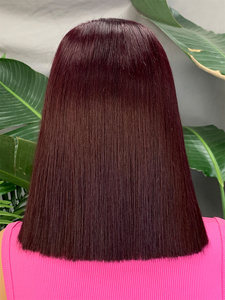 FH 5x5 Lace Front Straight Raw Human Hair <b>Bob</b> <b>Wigs</b> #99J 8-20inch Glueless Human Hair <b>Wig</b> - Product Image 4