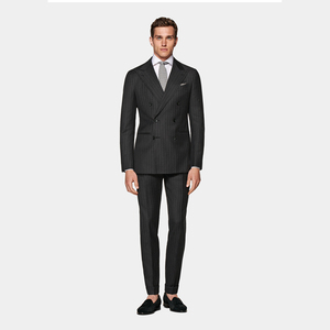 <span class=keywords><strong>Abito</strong></span> da Uomo <span class=keywords><strong>Doppiopetto</strong></span> <span class=keywords><strong>Grigio</strong></span> Scuro in Lana S110 Vestibilità Slim Motivo Grana di Riso Stile Business - Product Image 1