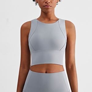 Soutien-gorge de sport à col <span class=keywords><strong>haut</strong></span> avec logo personnalisé pour femmes Débardeur de fitness respirant de grande taille pour la course et le yoga Position du logo avant antichoc - Product Image 2