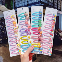 2021 Jepit Rambut Kartun Lucu 10 Pcs/set untuk Bayi Perempuan Jepit Rambut Bunga Buah Aksesoris Rambut Anak Hadiah