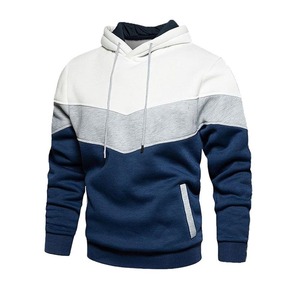 Sweat-shirt à capuche patchwork pour homme, vêtements décontractés, molleton chaud, streetwear, mode masculine, automne hiver, vêtements de sport - Product Image 2