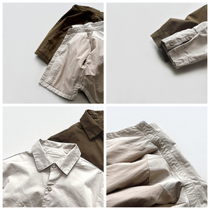 Printemps automne enfant en bas âge garçons et filles col rabattu chemise veste rétro polyvalent haut à la mode vêtements pour enfants - Product Image 2