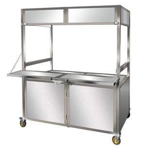 Carrito de Comida Móvil Plegable de Acero Inoxidable con Bajo Costo de Envío, Carrito de Comida para Refrigerios, Palomitas, Café, Jugos y Hot Dogs - Product Image 1