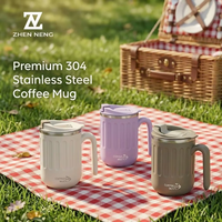 Mug écologique ZHEN NENG en acier inoxydable 304 à double paroi, anti-brûlure, matériau durable, couvercle sécurisé pour le bureau, les pique-niques en plein air