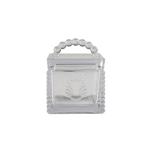 Pot de rangement en verre de forme créative en relief européen avec couvercle boîte de rangement de bijoux récipient de rangement en verre carré - Product Image 1