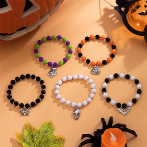 Pulsera de cadena con cuentas y dije de calavera personalizado para el Día de Todos los Santos, venta al por mayor - Product Image 4