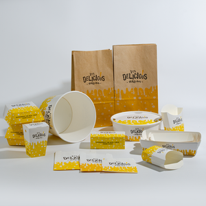 Vente en gros Assiettes et bols en <span class=keywords><strong>carton</strong></span> de qualité alimentaire jetables en <span class=keywords><strong>carton</strong></span> avec logo personnalisé Emballage alimentaire à emporter pour hamburger poulet frit - Product Image 3
